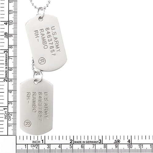COOLSTEELANDBEYOND Men's Military Dog Tag Pendant Necklace With Ball Chain, Double ID Tag Design, Engraved Army-Style Plate, Classic Soldier Gift