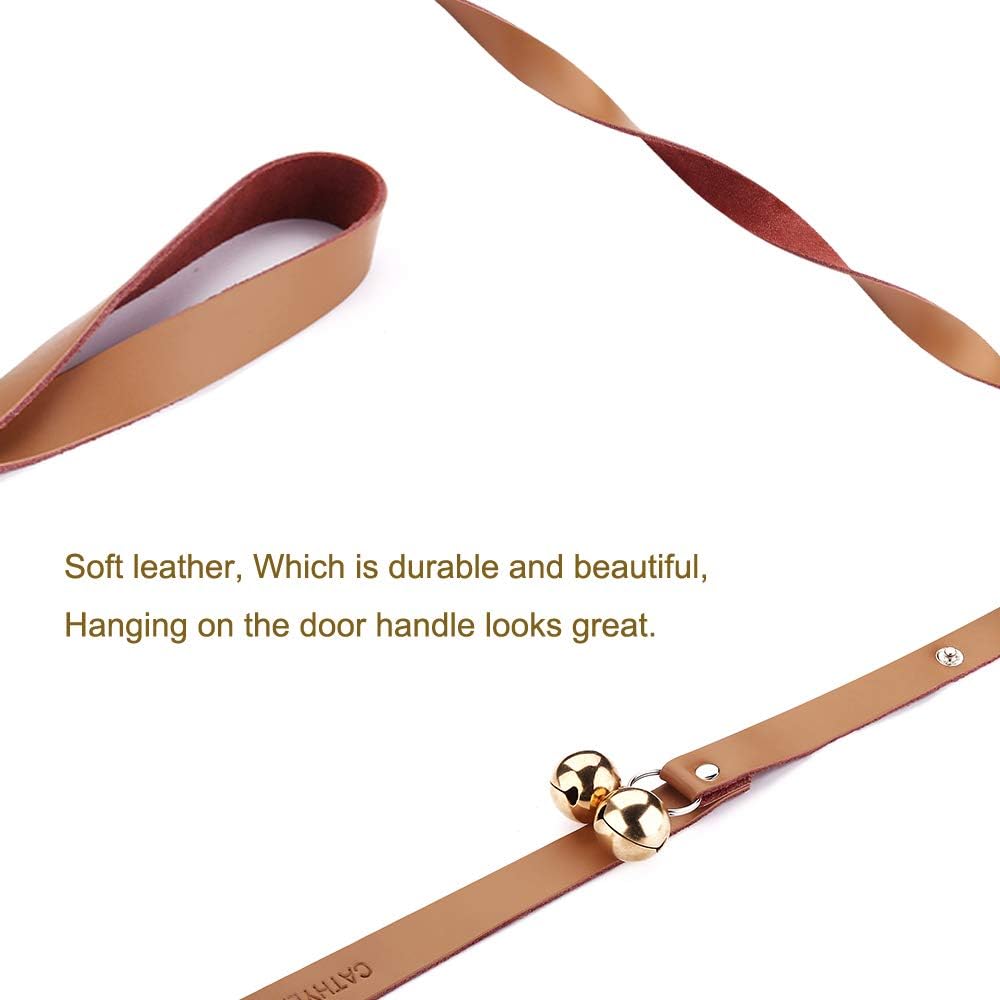 Leather Dog Doorbells to Go Outside, Brass Potty Training Bell