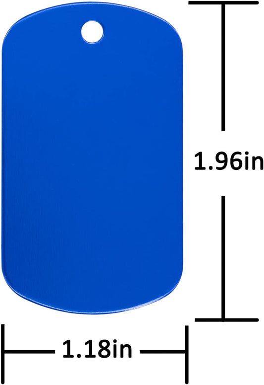 Aluminum Blank Tags Stamping Blanks Dog Metal Tags Engraving Blanks with Necklace Chain 25 Set (Blue)