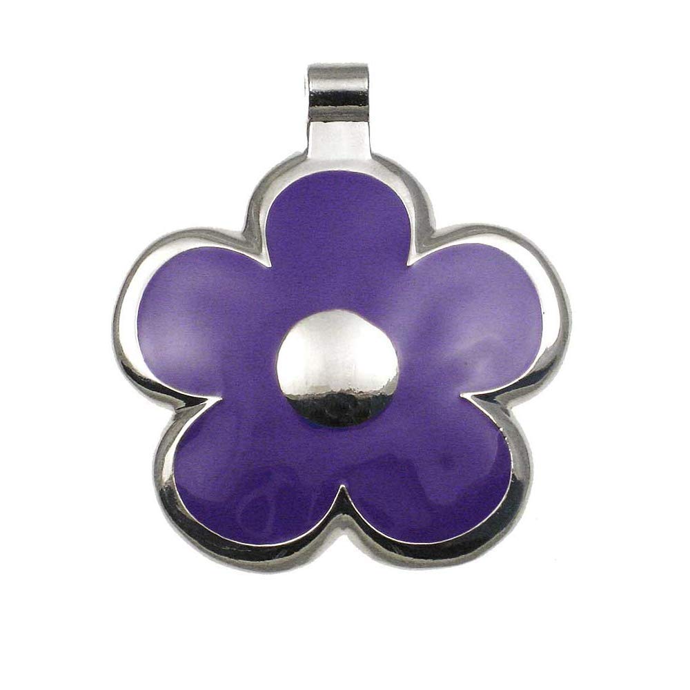 LuckyPet Flower Jewelry Pet ID Tag for Dogs and Cats, Easy to Read Personalized Engraving on Back Side, Small, Purple