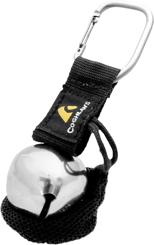 Coghlan's Magnetic Bear Bell with Silencer - Hiking Safety Gear for Wildlife Alert - Silver and Carabiner