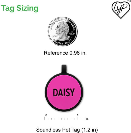 LYP Soundless Pet Tag - Deep Engraved Silicone – Double Sided and Engraving Will Last - Many Design Choices of Pet ID Tags, Dog Tags, Cat Tags (Grey, Circle)