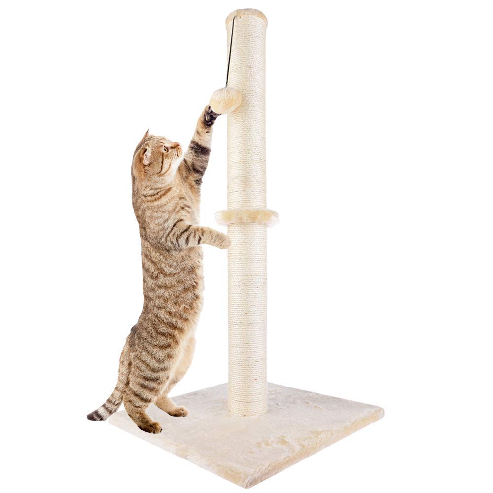 Dimaka Tall Cat Scratching Post Tree Scratcher with Sisal Rope, Grey