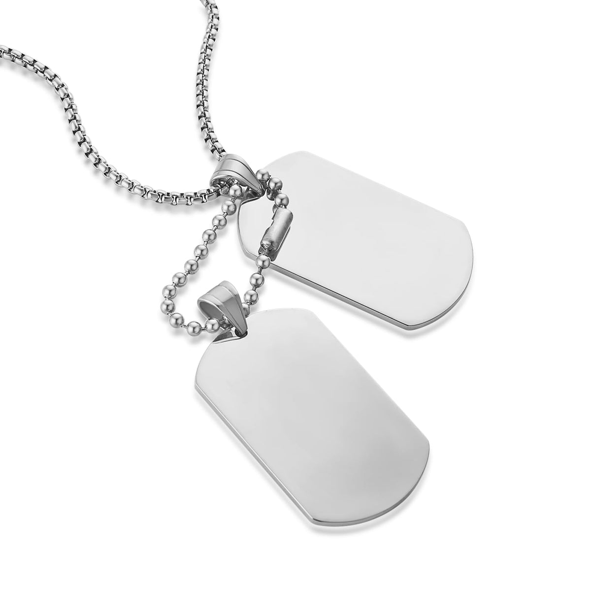 HZMAN Mens High Polishing Stainless Steel Dog Tag Pendant Necklace
