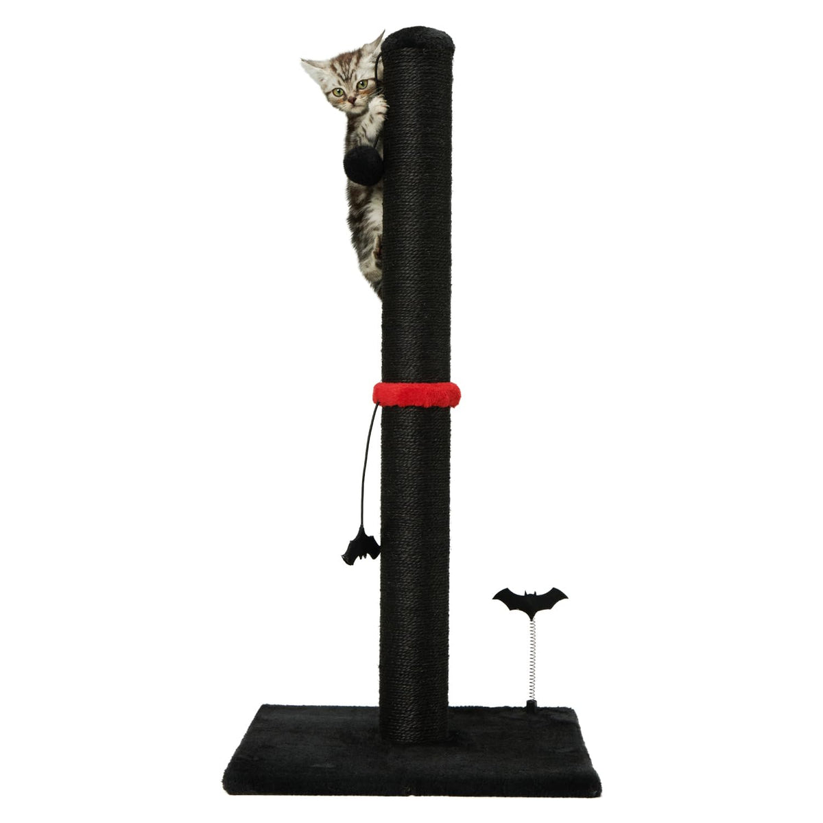 MECOOL Cat Scratching Post Premium Sisal Scratch Posts with Hanging Ball Vertical Scratcher for Indoor Cats and Kittens,Black