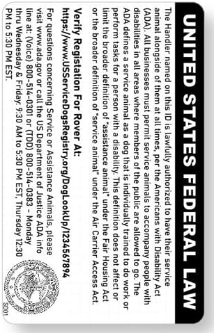 Just 4 Paws Custom Service Dog ID Card with QR Code and Optional Holograph | Registration to U S Service Dogs Registry Plus ID Holder & Digital ID - Portrait Style