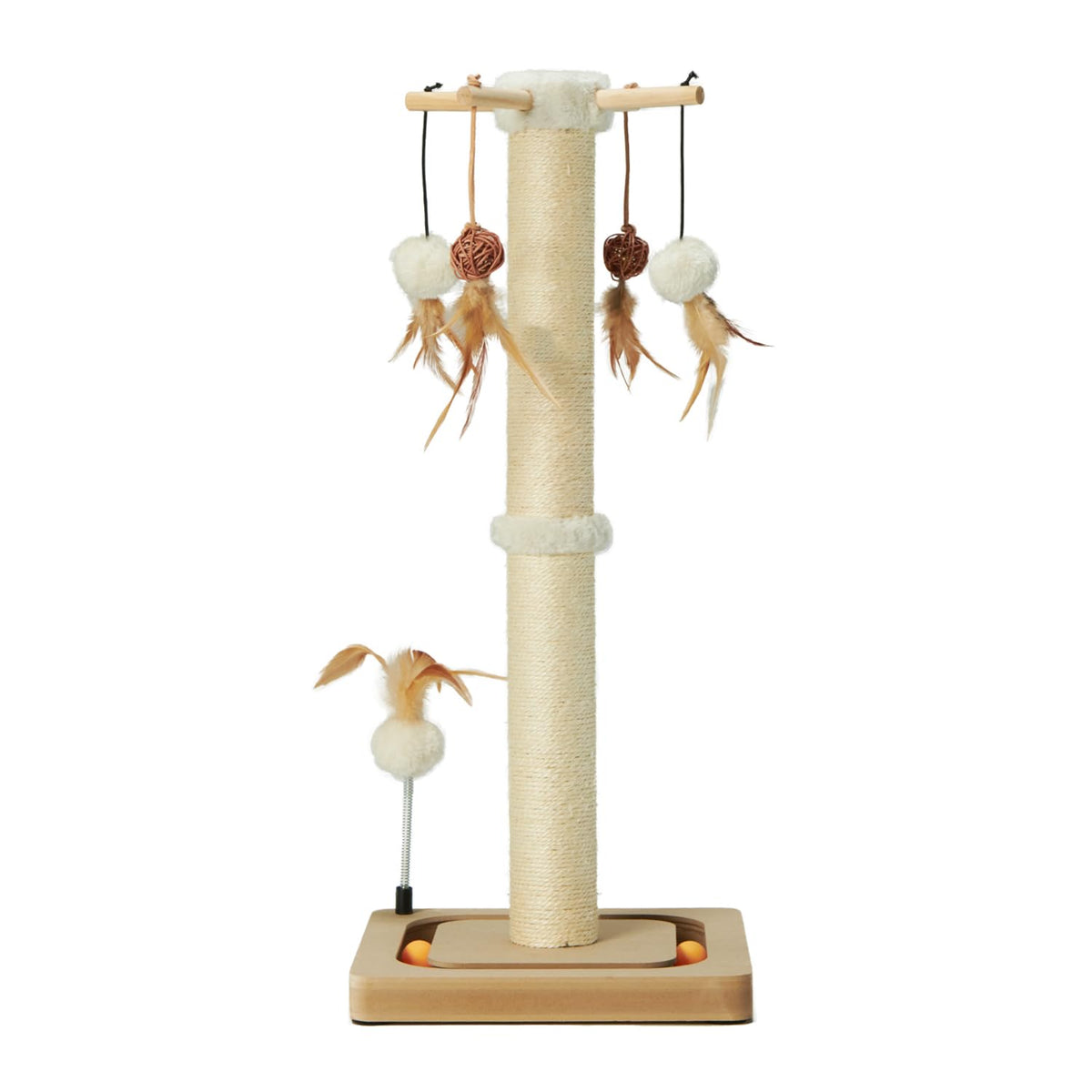 PEEKAB Cat Scratching Post Sisal Scratch Posts for Indoor Kittens and Cats,with Interactive Tracking Toys Suitable for Vertical Scratcher of Small and Medium-Sized Cats 25 Inches Beige