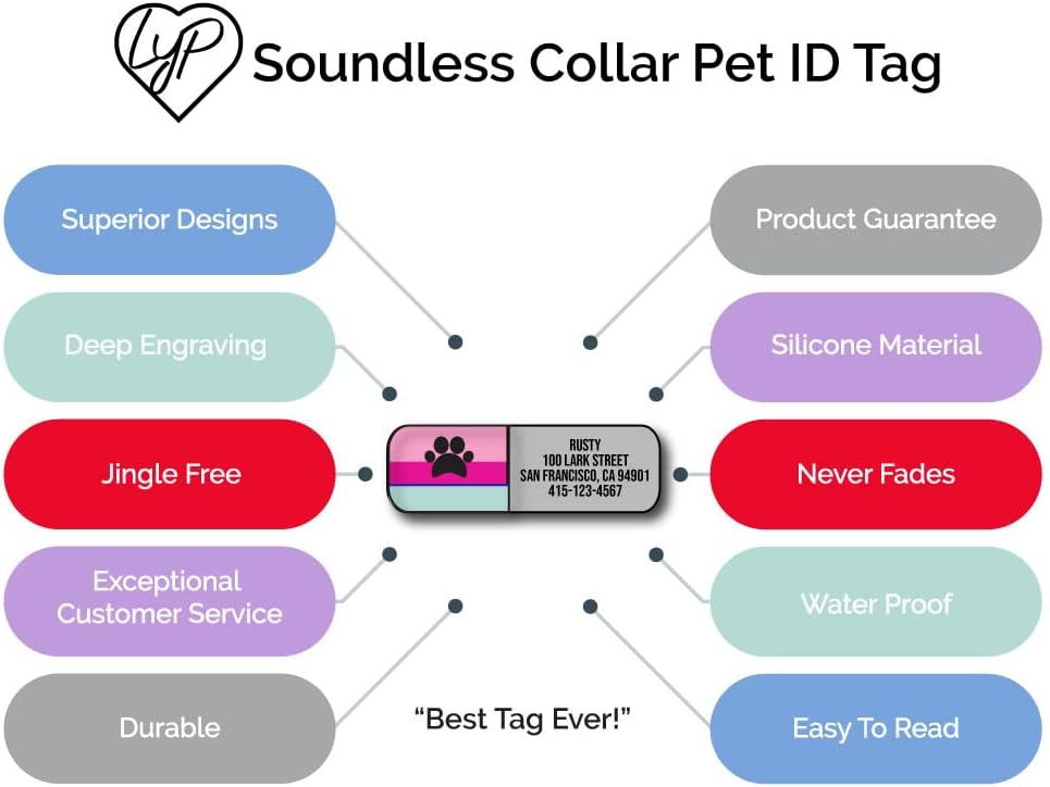 LYP Soundless Slide-On Collar Dog ID Tag - Designer Deep Engraved Silicone – Engraving Will Last - Pet ID Tags, Dog Tags, Cat Tags (Mountain, Medium)