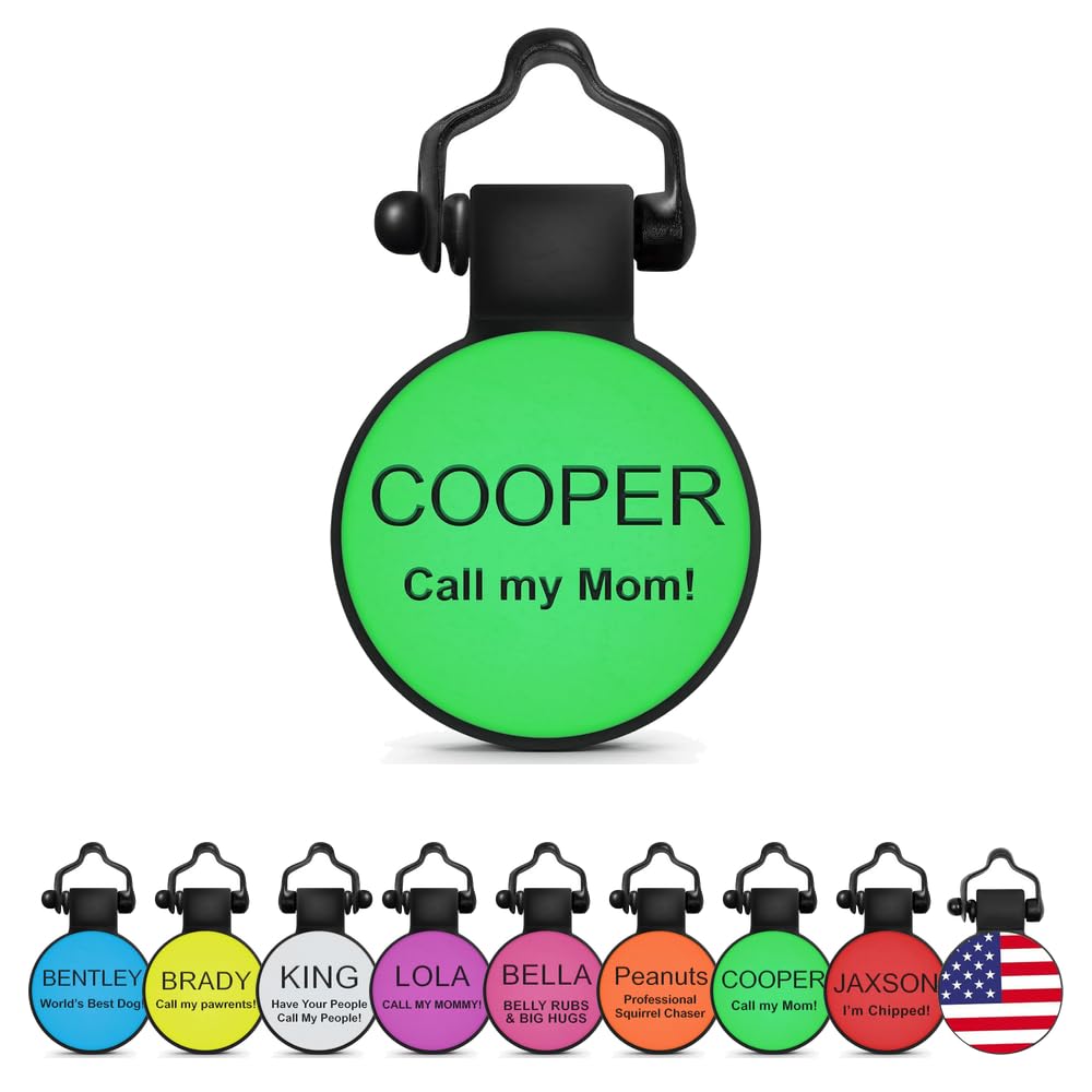 SiliDog - The Original Silicone Silent Dog Tag - Personalized Engraved Soundless Pet ID - As Seen On Shark Tank - Durable - Never Fades - Bone - Green