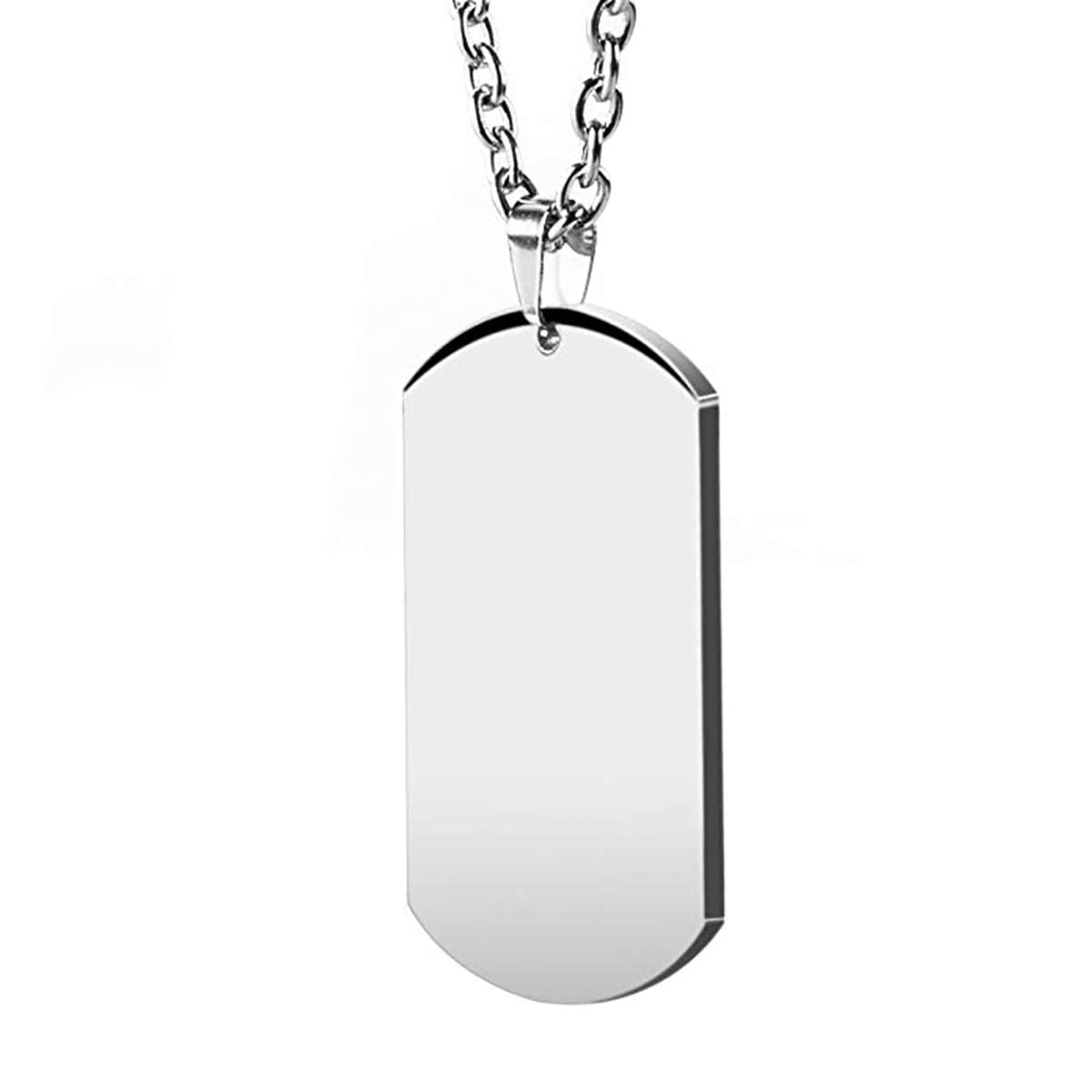 HZMAN Mens High Polishing Stainless Steel Dog Tag Pendant Necklace
