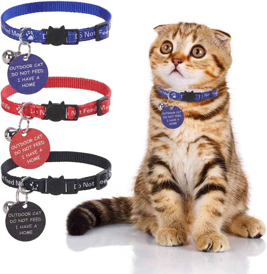 KOOLTAIL Glow in The Dark Cat Collar Breakaway with Bells,6 Pack Moonlight Cute Kitten Collars, Personalized Reflective Safety Buckle Stars&Moon Charm Pet Collars for Kitty Boys Girls, Pink Purple
