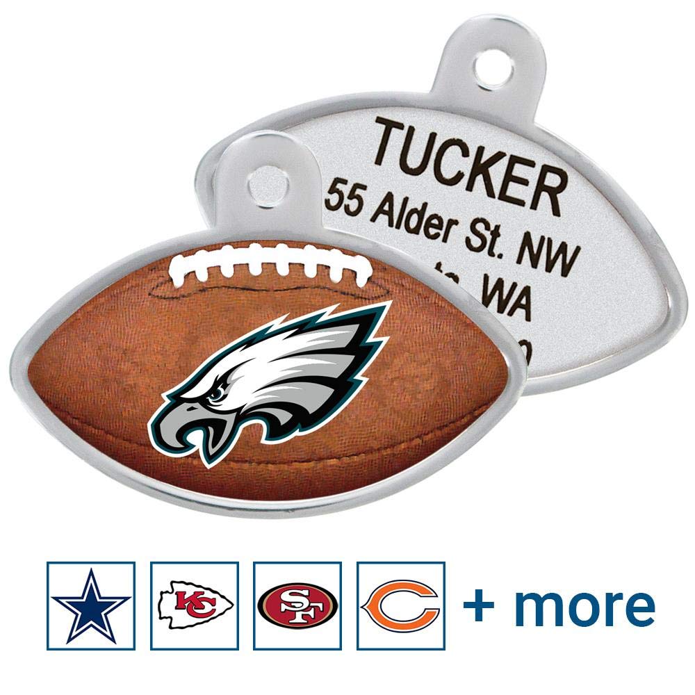 GoTags Personaized NFL Dog Tags, Kansas City Chiefs, Football Shape Custom Engraved Pet ID Tags