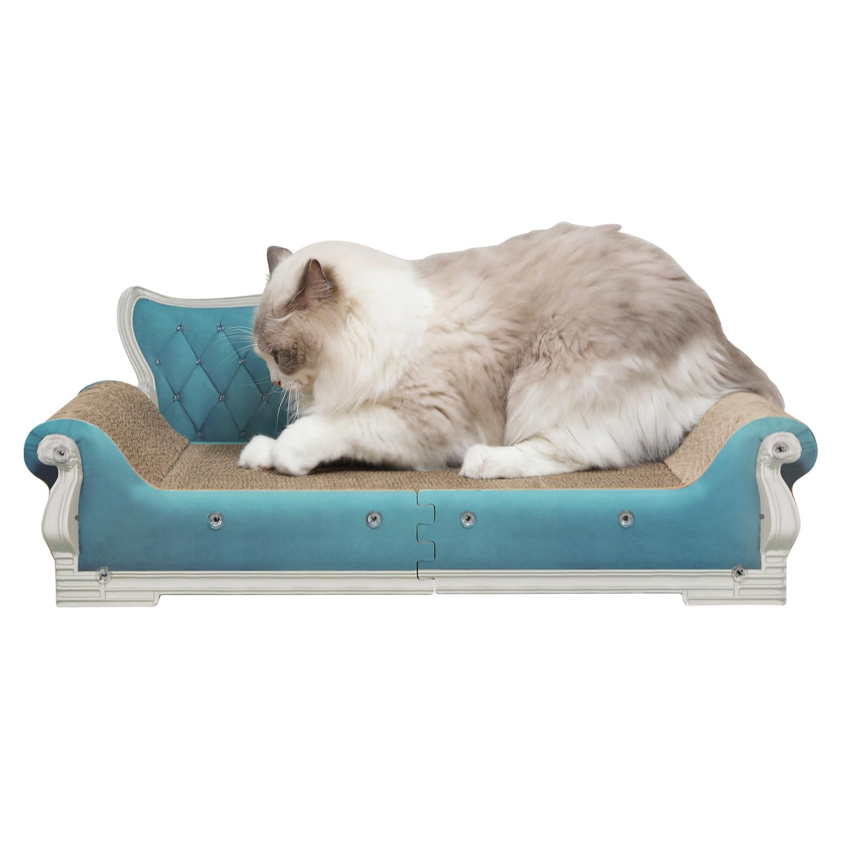 5 Packs in 1 Cat Scratch Pad with Box for Indoor Cats, Larger-Sized Durable Recyclable and Reversible Cardboard Cat Scratching Pad for Rest and Play