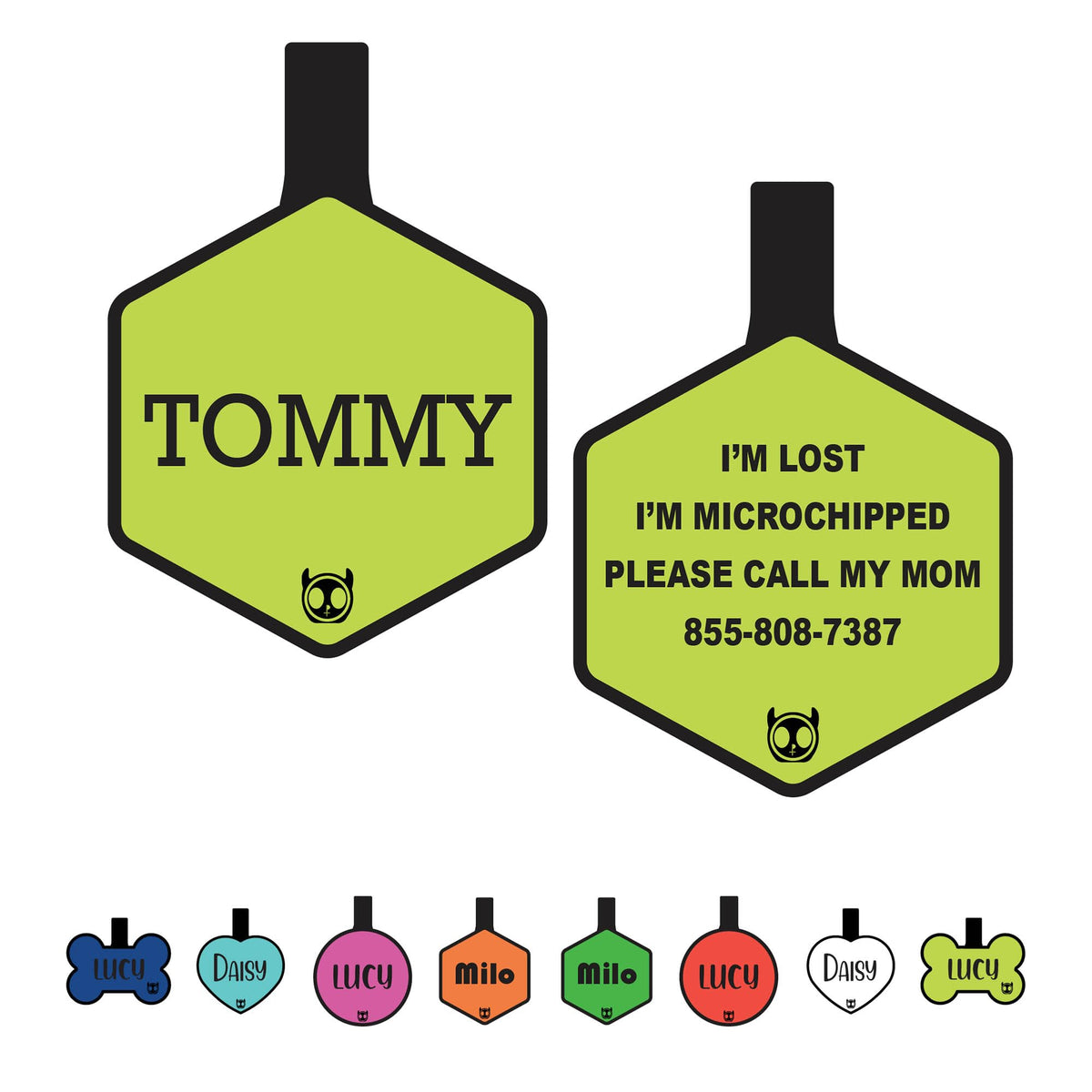 Silicone Silent Dog Tag Personalized with 5 Lines of Custom Deep Engraved Durable Soundless Pet ID Name Tag Bone Tiffany