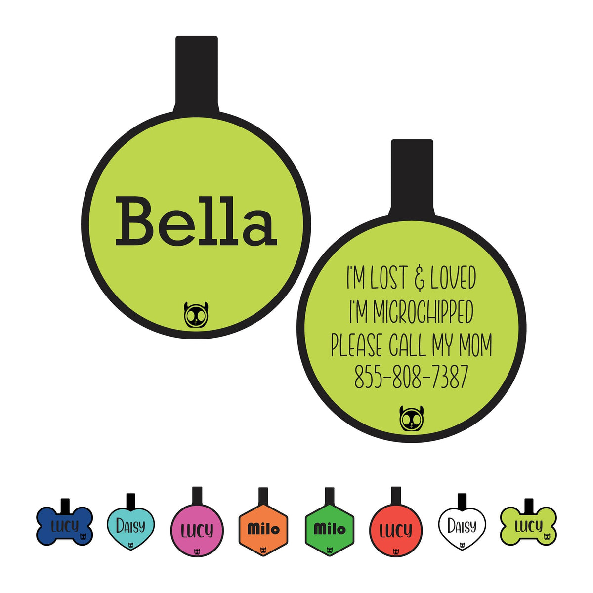 Silicone Silent Dog Tag Personalized with 5 Lines of Custom Deep Engraved Durable Soundless Pet ID Name Tag Bone Tiffany