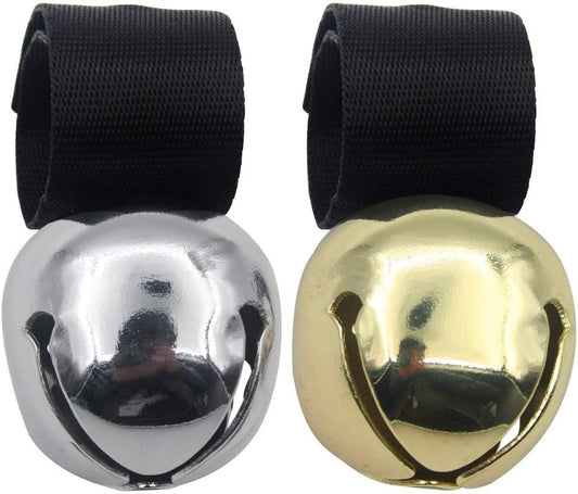 SCENEREAL Large Dog Collar Bell for Training, Hiking, Walking, Hunting, Pet Tracker, 2 Pack 1.5" Extra Loud Pet Bell for Save Wildlife and Birds (Bear Bell, Cow Bell) Gold | Silver