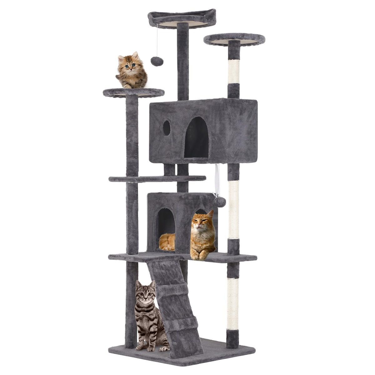 FDW | 54" Cat Tree Tower | Dark Gray | Multi-Level Indoor Activity Center