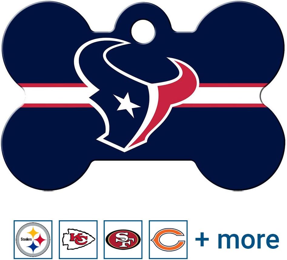 GoTags Personalized Pittsburgh Steelers Dog Tag, Brass Metal Bone Pet ID