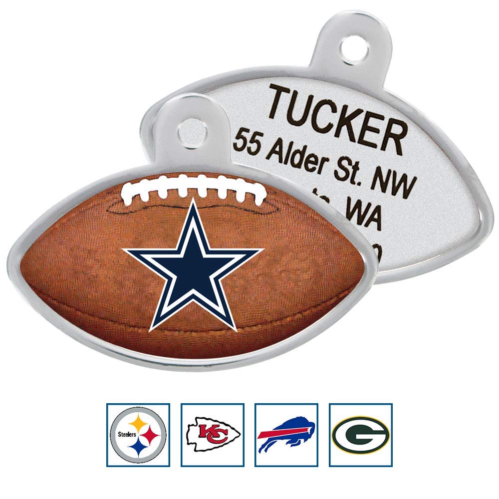 GoTags Personaized NFL Dog Tags, Kansas City Chiefs, Football Shape Custom Engraved Pet ID Tags