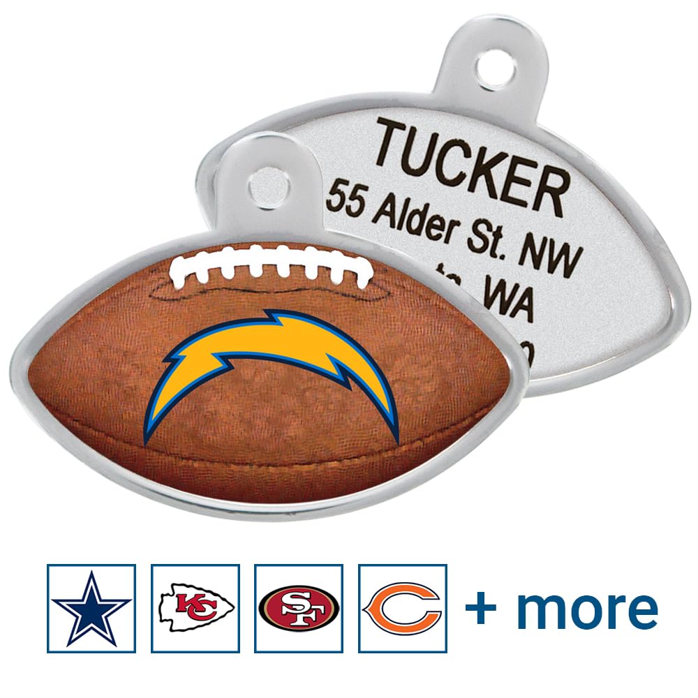 GoTags Personaized NFL Dog Tags, Kansas City Chiefs, Football Shape Custom Engraved Pet ID Tags