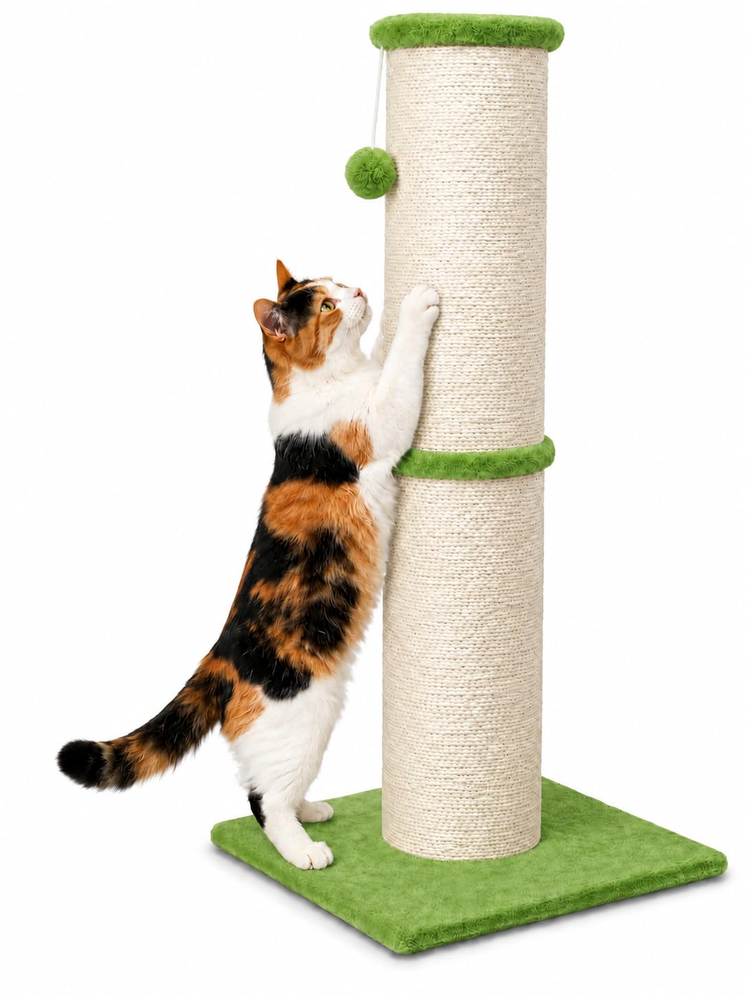PAWSCRAT 32-Inch Tall Cat Scratching Post, 5.5-Inch Diameter, Sisal, Beige