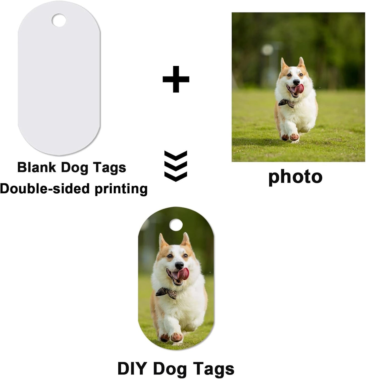 45pcs Sublimation Blank Dog Tag Aluminum White Sublimation Stamping Tag Pendants Double Sided Blank Stamping Metal Tags, Personalized Pets Tags Oval