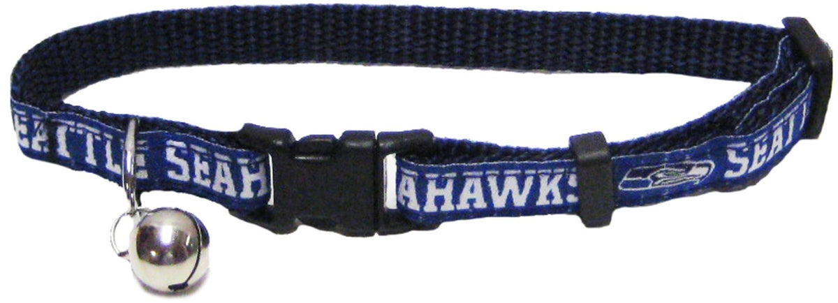 Pets First COLLAR for CATS - NFL SEATTLE SEAHAWKS CAT COLLAR. - Strong & Adjustable FOOTBALL Cat Collars with Metal Jingle Bell