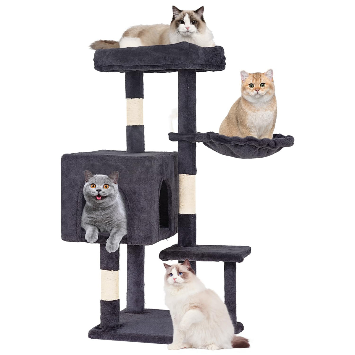 FDW | 54" Cat Tree Tower | Dark Gray | Multi-Level Indoor Activity Center