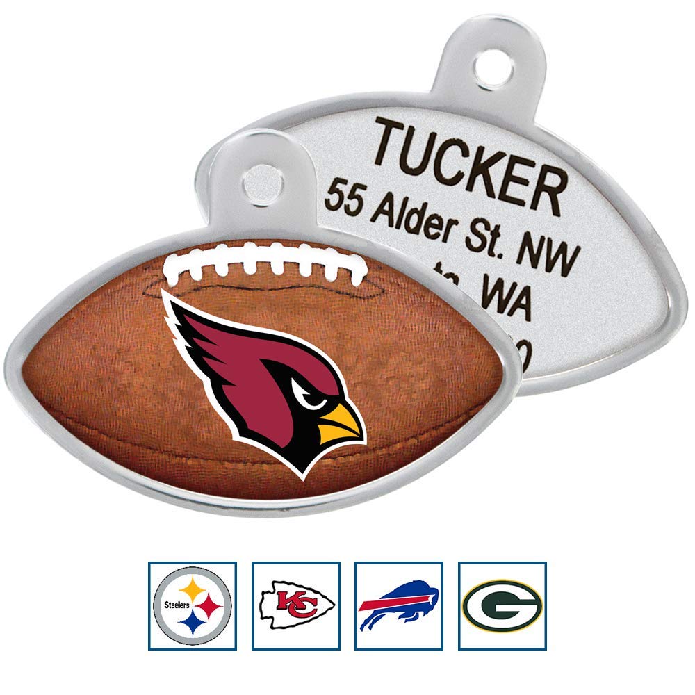 GoTags Personaized NFL Dog Tags, Kansas City Chiefs, Football Shape Custom Engraved Pet ID Tags