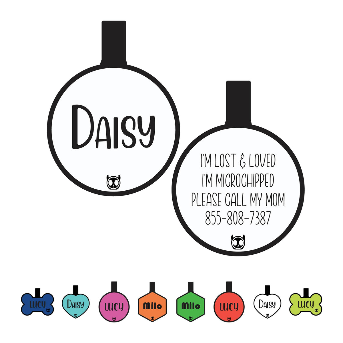 Silicone Silent Dog Tag Personalized with 5 Lines of Custom Deep Engraved Durable Soundless Pet ID Name Tag Bone Tiffany