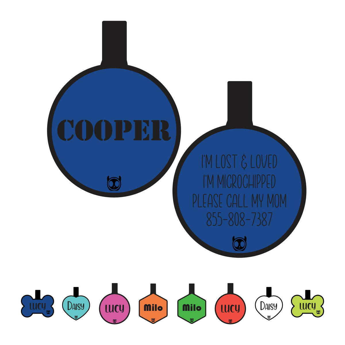 Silicone Silent Dog Tag Personalized with 5 Lines of Custom Deep Engraved Durable Soundless Pet ID Name Tag Bone Tiffany