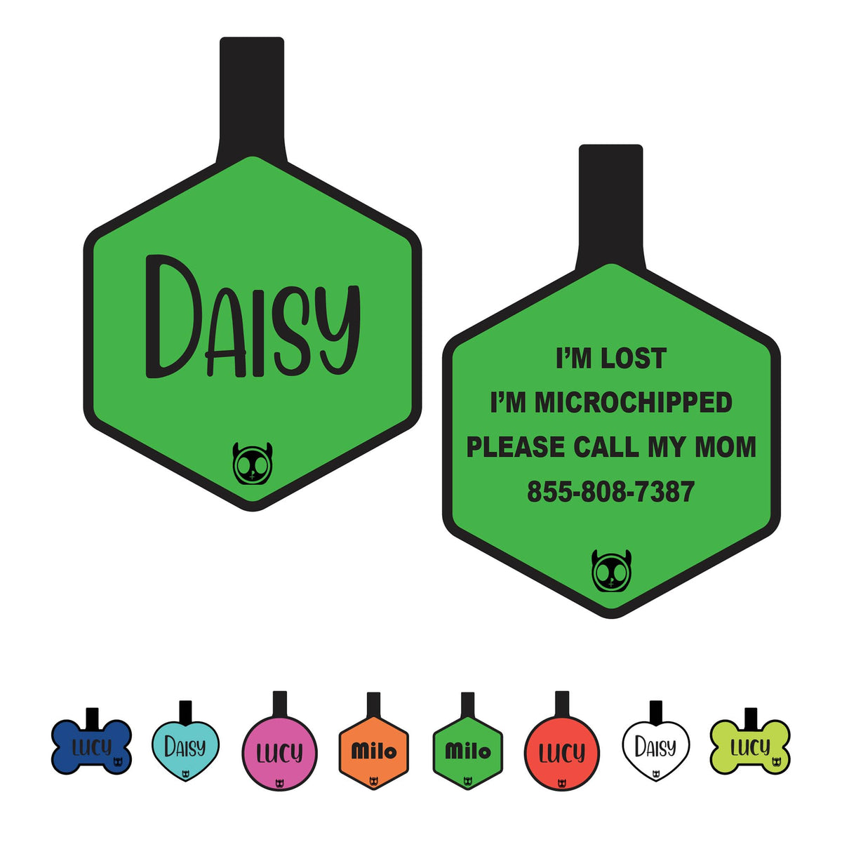 Silicone Silent Dog Tag Personalized with 5 Lines of Custom Deep Engraved Durable Soundless Pet ID Name Tag Bone Tiffany