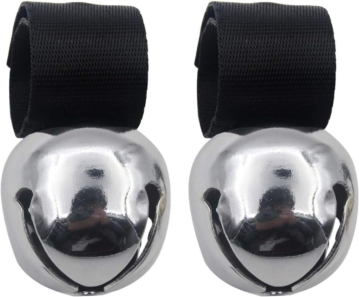 SCENEREAL Large Dog Collar Bell for Training, Hiking, Walking, Hunting, Pet Tracker, 2 Pack 1.5" Extra Loud Pet Bell for Save Wildlife and Birds (Bear Bell, Cow Bell) Gold | Silver