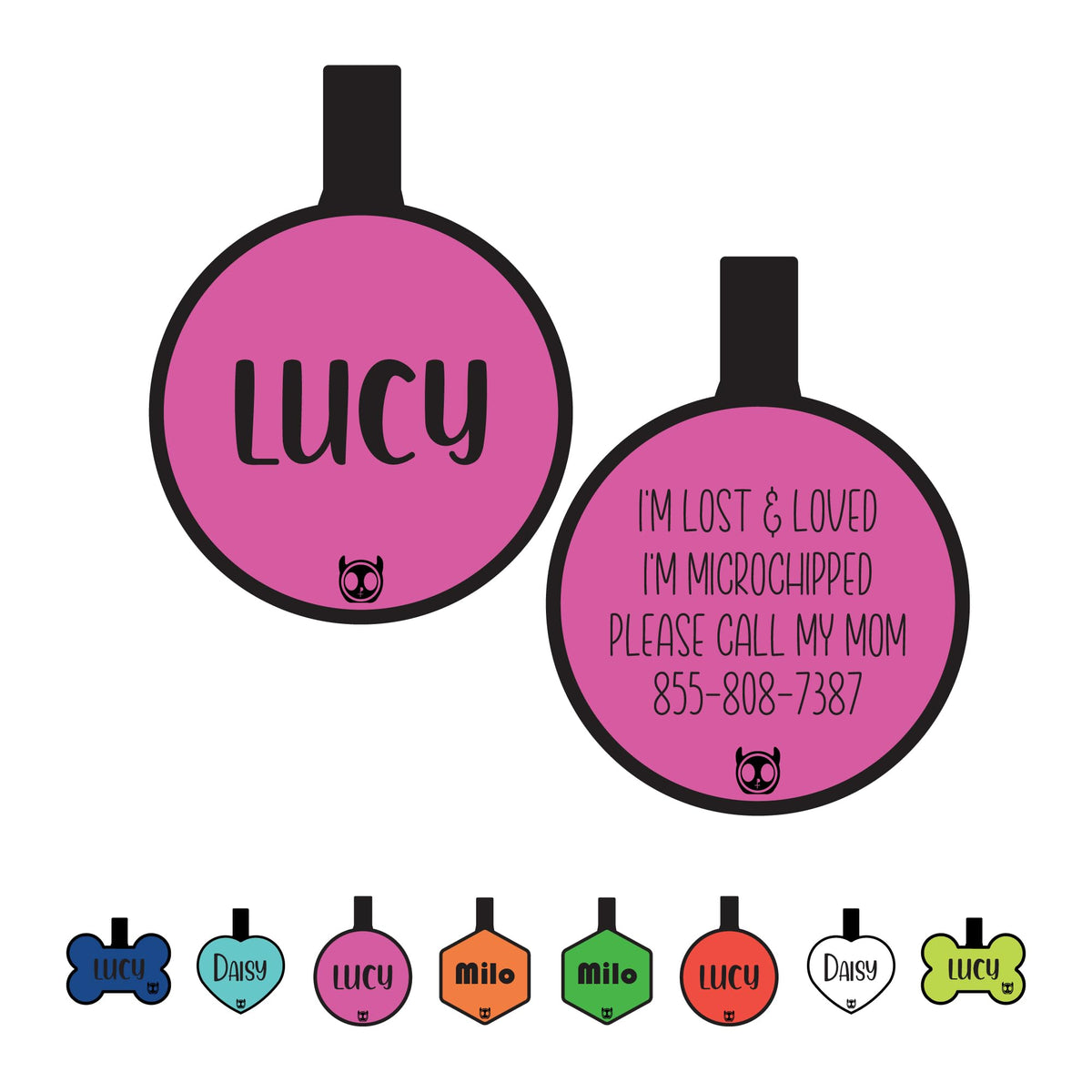Silicone Silent Dog Tag Personalized with 5 Lines of Custom Deep Engraved Durable Soundless Pet ID Name Tag Bone Tiffany