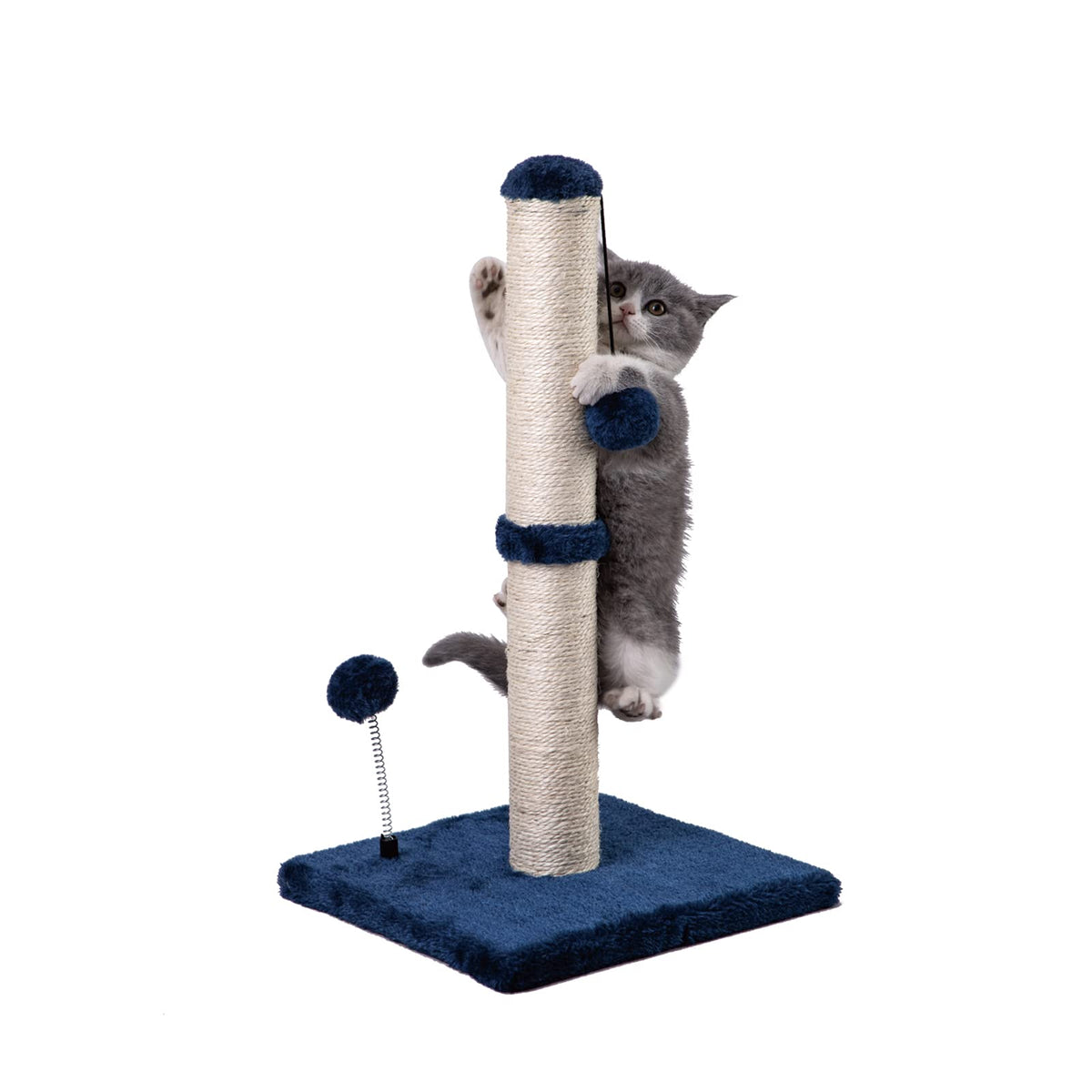 MECOOL Cat Scratching Post Premium Sisal Scratch Posts with Hanging Ball Vertical Scratcher for Indoor Cats and Kittens,Black