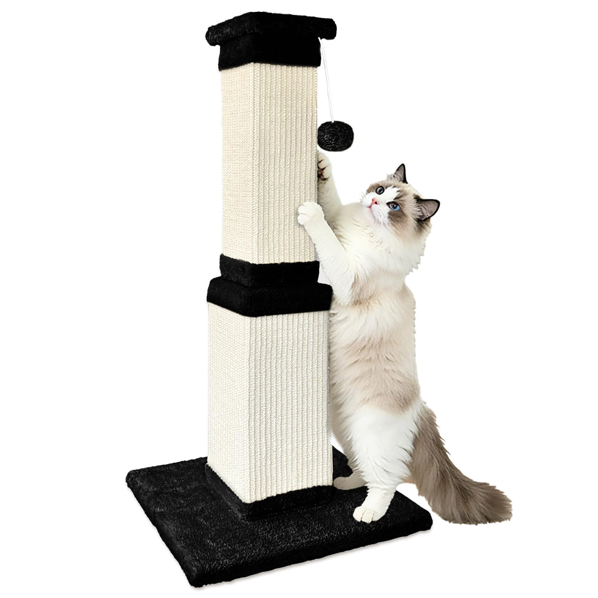 Cat Scratching Post for Indoor Cats, 32Inch Sisal Cat Scratcher, Beige
