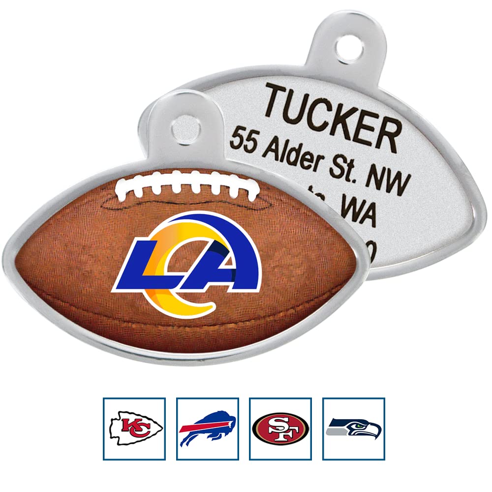 GoTags Personaized NFL Dog Tags, Kansas City Chiefs, Football Shape Custom Engraved Pet ID Tags