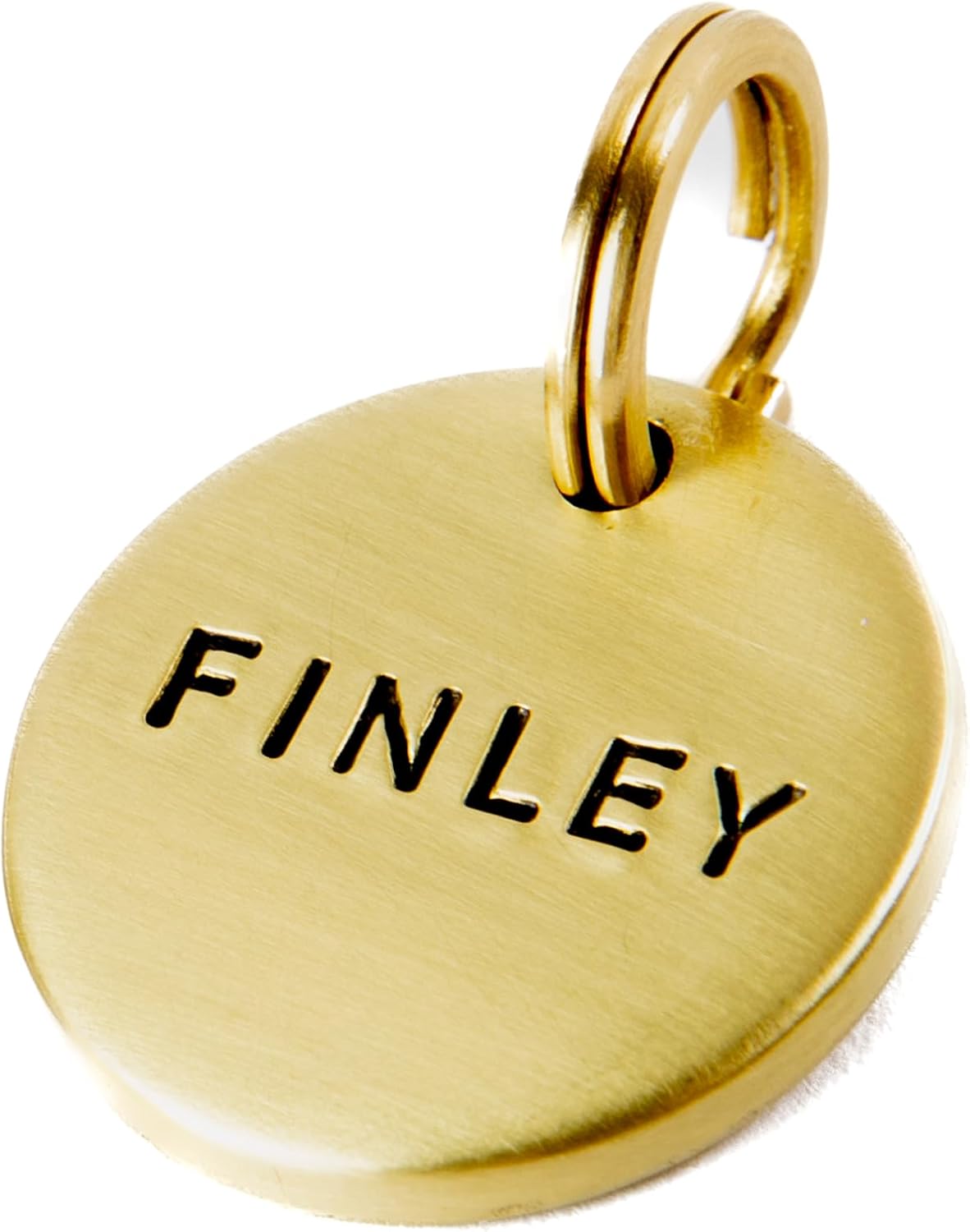 Personalized Brass Dog Tag, Engraved, Round Shape, Phone Number on Back