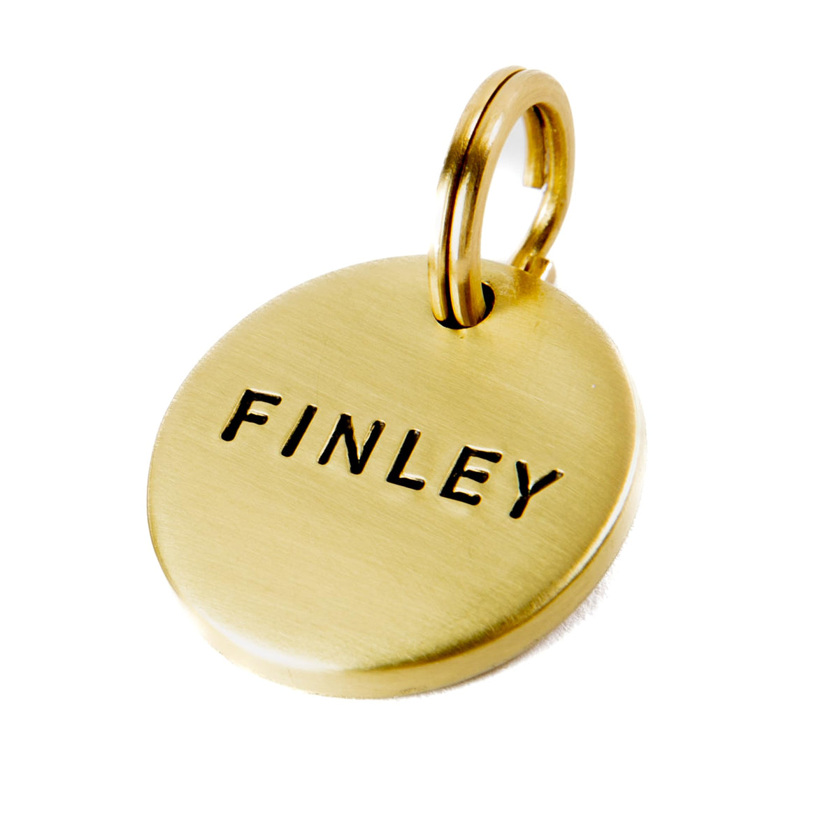 Personalized Brass Dog Tag, Engraved, Round Shape, Phone Number on Back