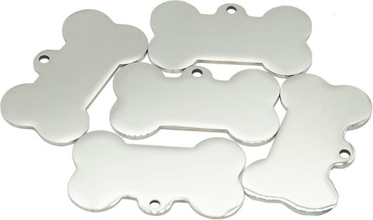 Stainless Steel Blank Bone Shape Dog Tags Stamping Blanks with Key Rings 10 Pack
