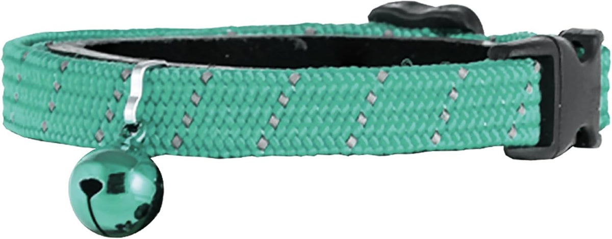 Birdsbesafe Reflective Breakaway Cat Collar with Bell, Safe Design, Green