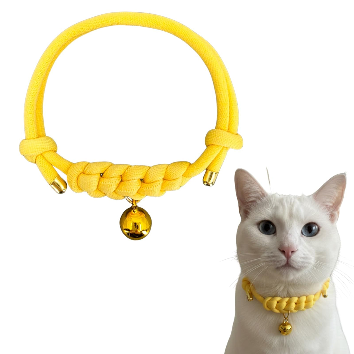 Cat Collar with Bell, Cute Adjustable Cotton Kitten Collar, Soft Lightweight Slip On Collar for Indoor Cats, Handmade in California (Green Ombre)