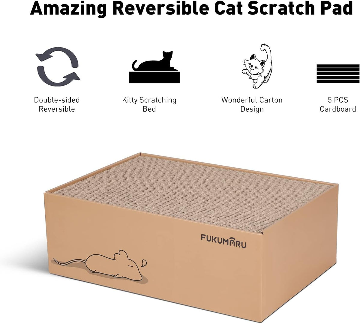 FUKUMARU 5 PCS Cat Scratching Boards, 11.4 Inch Ex-Large Cat Scratcher Box