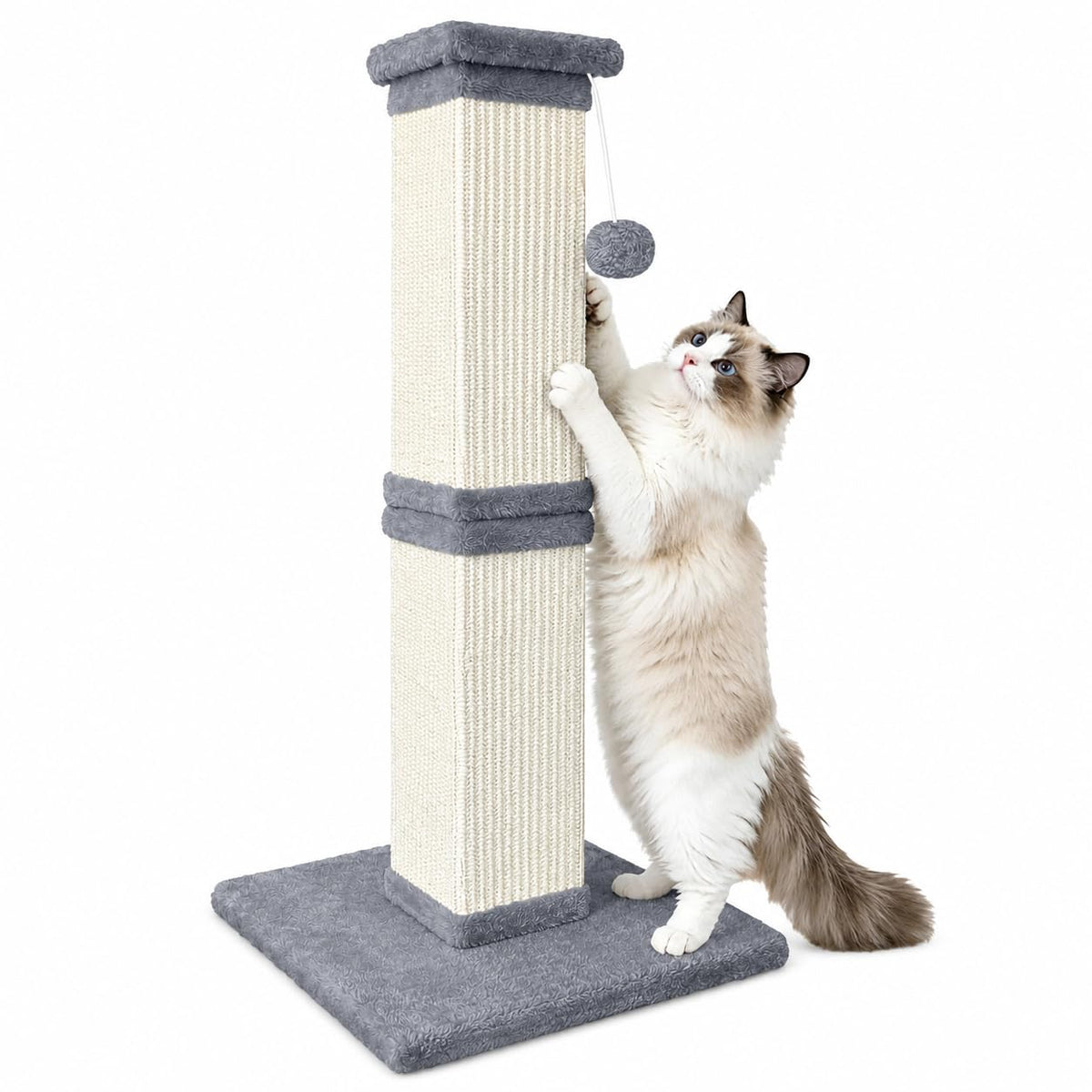 Cat Scratching Post for Indoor Cats, 32Inch Sisal Cat Scratcher, Beige