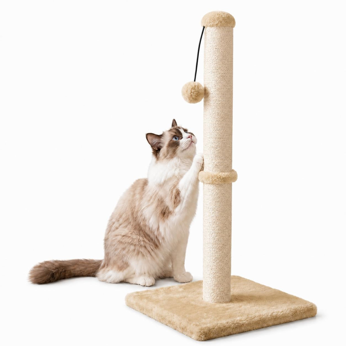 Dimaka Tall Cat Scratching Post Tree Scratcher with Sisal Rope, Grey