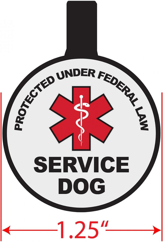 Silent Engraved Service Dog Personalized with 4 Lines of Custom Engraved ID Silent Silicone Pet Tag White