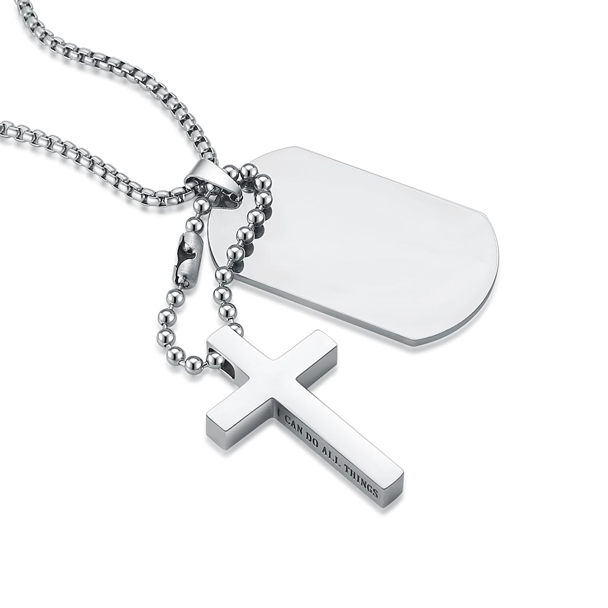 HZMAN Mens High Polishing Stainless Steel Dog Tag Pendant Necklace