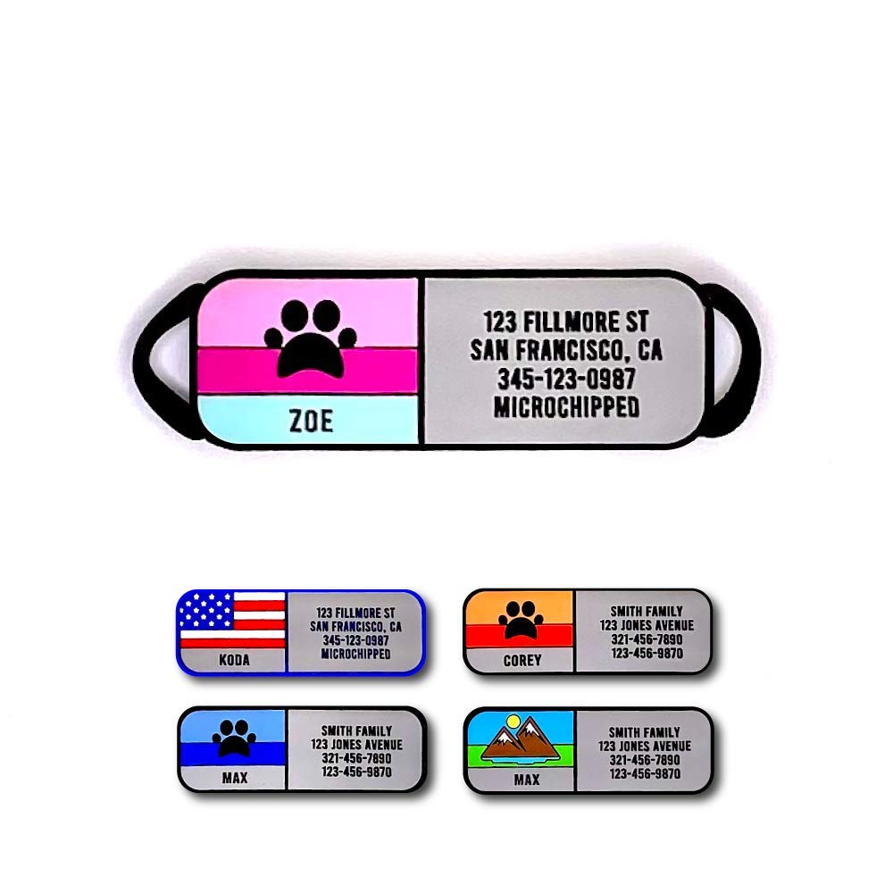 LYP Soundless Slide-On Collar Dog ID Tag - Designer Deep Engraved Silicone – Engraving Will Last - Pet ID Tags, Dog Tags, Cat Tags (Mountain, Medium)