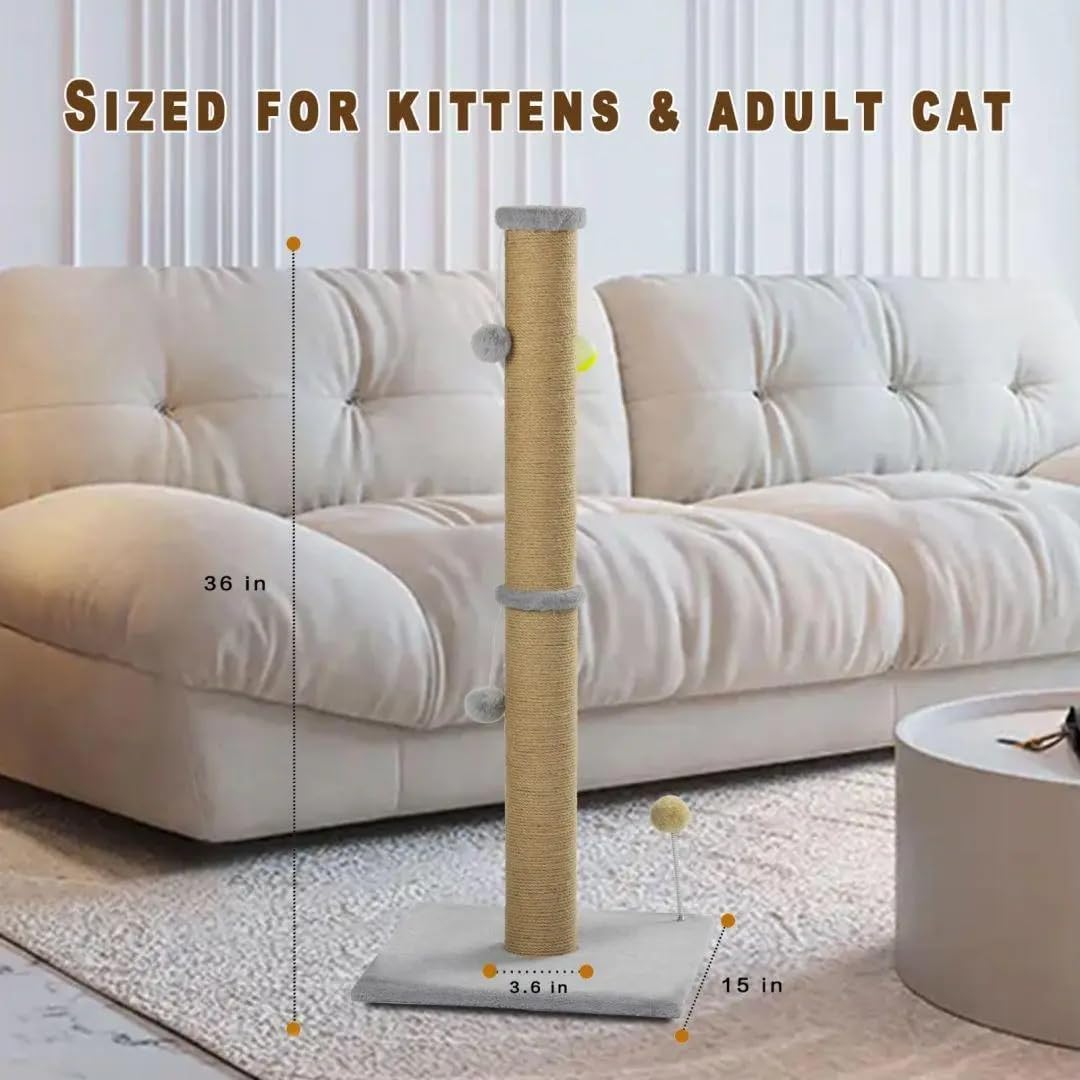 36'' Tall Cat Scratching Post for Indoor Cats with Sisal Post & Plush Toys