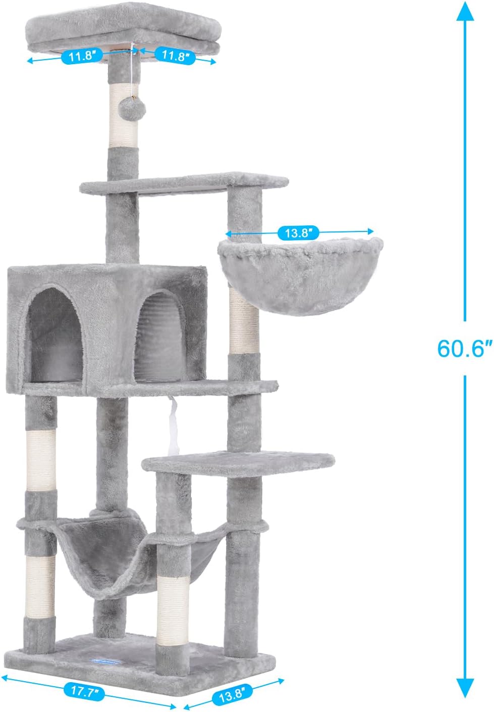 Hey-brother Cat Tree, Multi-Level Sisal Covered Scratching Posts, MPJ050W